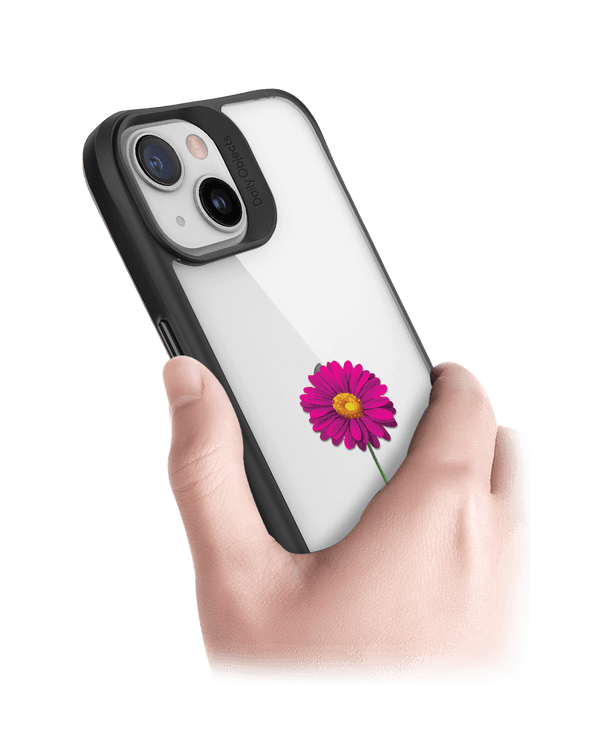 DailyObjects Clear Painted Purple Flower Black Hybrid Clear Case Cover For iPhone 13 Mini