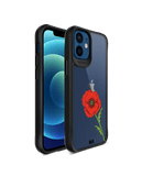 DailyObjects Clear Painted Red Flower Black Hybrid Clear Case Cover For iPhone 12 Mini