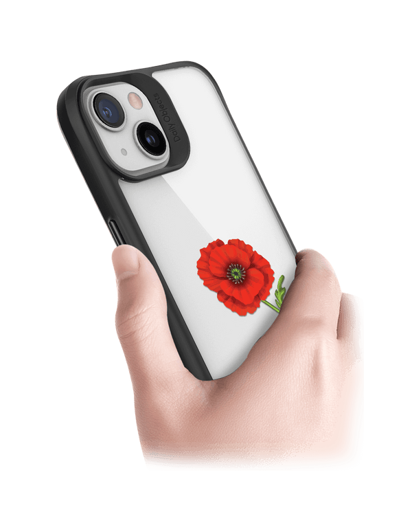 DailyObjects Clear Painted Red Flower Black Hybrid Clear Case Cover For iPhone 13 Mini