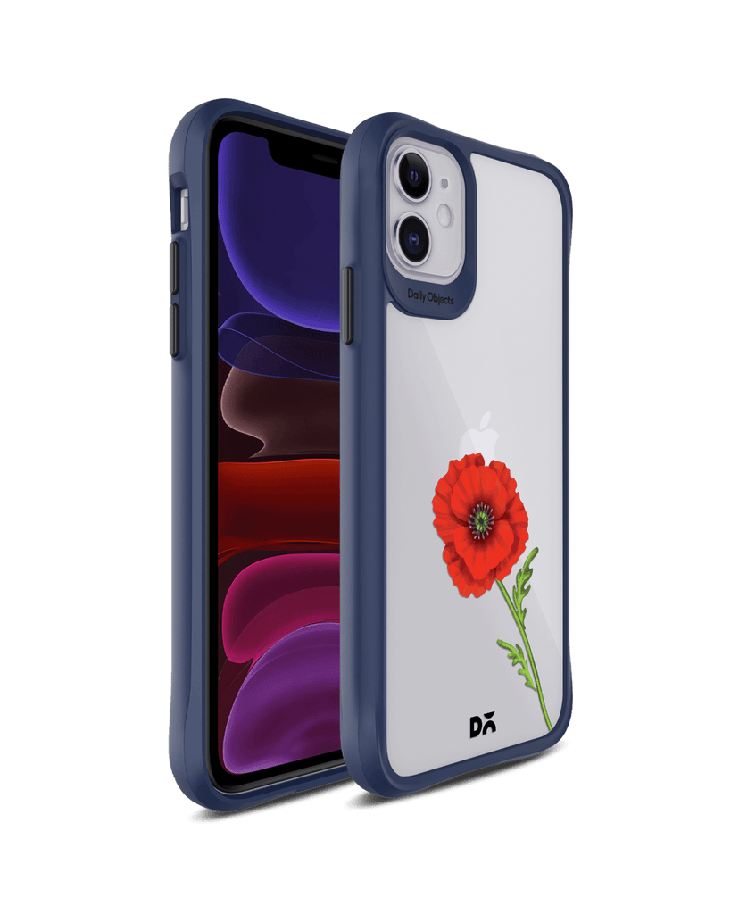 DailyObjects Clear Painted Red Flower Blue Hybrid Clear Case Cover For iPhone 11