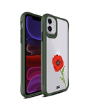 DailyObjects Clear Painted Red Flower Green Hybrid Clear Case Cover For iPhone 11
