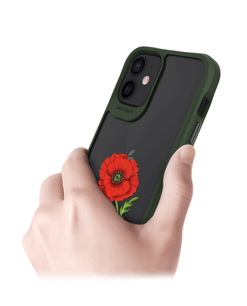 DailyObjects Clear Painted Red Flower Green Hybrid Clear Case Cover For iPhone 12 Mini