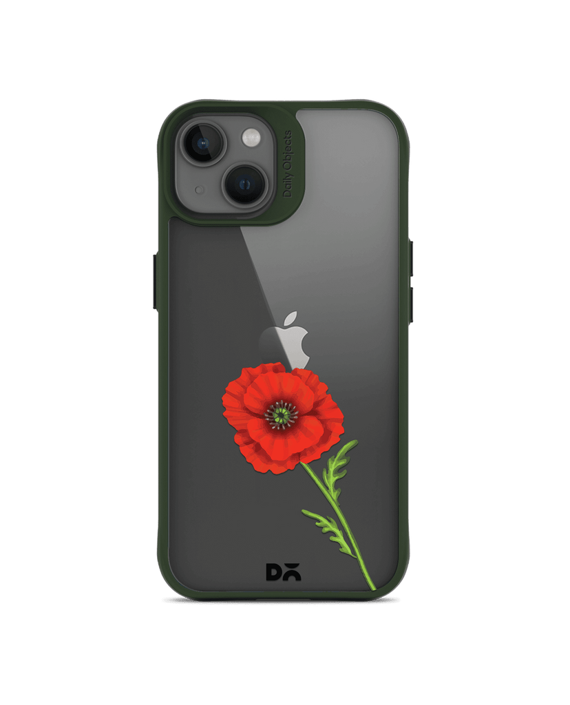 DailyObjects Clear Painted Red Flower Green Hybrid Clear Case Cover For iPhone 13 Mini