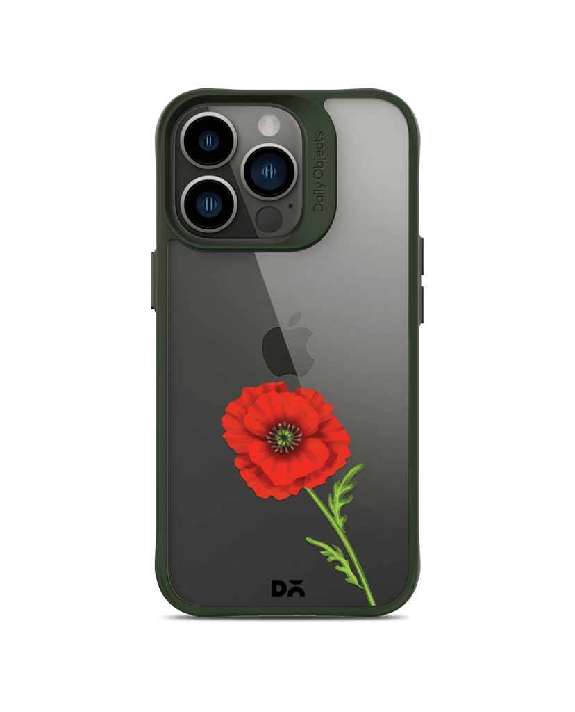 DailyObjects Clear Painted Red Flower Green Hybrid Clear Case Cover For iPhone 13 Pro Max
