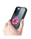DailyObjects Clear Pink & Purple Painted Flower Black Hybrid Clear Case Cover For iPhone 12 Pro Max