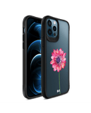DailyObjects Clear Pink & Purple Painted Flower Black Hybrid Clear Case Cover For iPhone 12 Pro Max