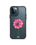 DailyObjects Clear Pink & Purple Painted Flower Black Hybrid Clear Case Cover For iPhone 12 Pro Max