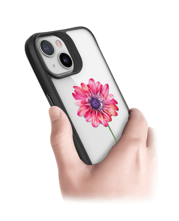 DailyObjects Clear Pink & Purple Painted Flower Black Hybrid Clear Case Cover For iPhone 13 Mini