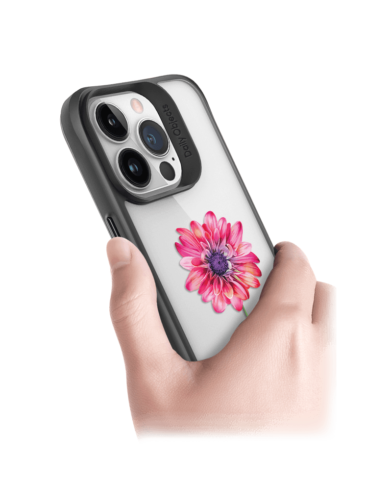 DailyObjects Clear Pink & Purple Painted Flower Black Hybrid Clear Phone Case Cover For iPhone 14 Pro Max