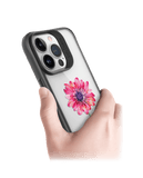 DailyObjects Clear Pink & Purple Painted Flower Black Hybrid Clear Phone Case Cover For iPhone 14 Pro Max