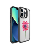 DailyObjects Clear Pink & Purple Painted Flower Black Hybrid Clear Phone Case Cover For iPhone 14 Pro Max