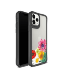 DailyObjects Clear Pink & Yellow Flowers Black Hybrid Clear Case Cover For iPhone 11 Pro
