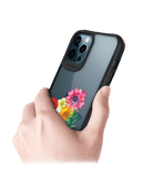 DailyObjects Clear Pink & Yellow Flowers Black Hybrid Clear Case Cover For iPhone 12 Pro Max