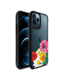 DailyObjects Clear Pink & Yellow Flowers Black Hybrid Clear Case Cover For iPhone 12 Pro Max