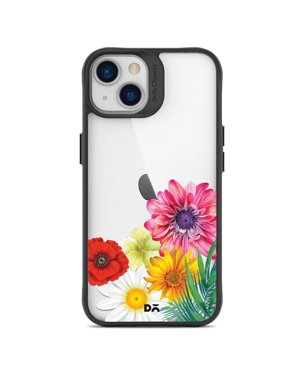 DailyObjects Clear Pink & Yellow Flowers Black Hybrid Clear Case Cover For iPhone 13 Mini