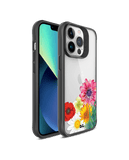 DailyObjects Clear Pink & Yellow Flowers Black Hybrid Clear Case Cover For iPhone 13 Pro Max