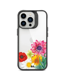 DailyObjects Clear Pink & Yellow Flowers Black Hybrid Clear Case Cover For iPhone 13 Pro Max