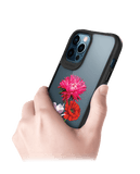 DailyObjects Clear Pink Red & White Flowers Black Hybrid Clear Case Cover For iPhone 12 Pro Max