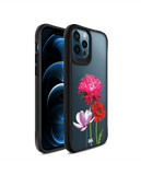 DailyObjects Clear Pink Red & White Flowers Black Hybrid Clear Case Cover For iPhone 12 Pro Max