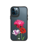 DailyObjects Clear Pink Red & White Flowers Black Hybrid Clear Case Cover For iPhone 12 Pro Max