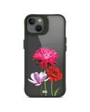 DailyObjects Clear Pink Red & White Flowers Green Hybrid Clear Case Cover For iPhone 13