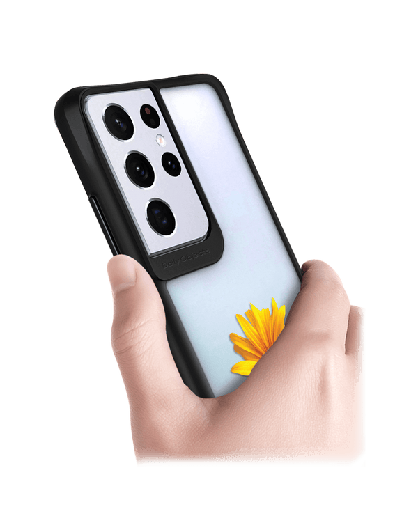 DailyObjects Clear Sunflower Black Hybrid Clear Case Cover For Samsung Galaxy S21 Ultra