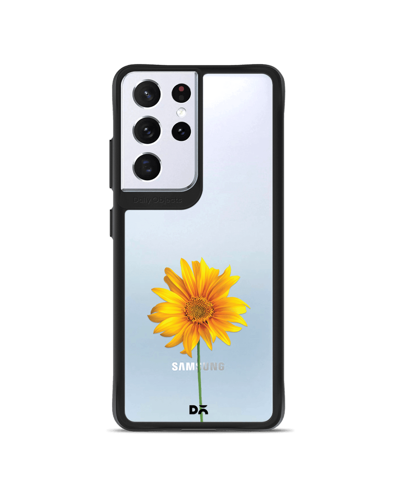 DailyObjects Clear Sunflower Black Hybrid Clear Case Cover For Samsung Galaxy S21 Ultra