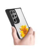 DailyObjects Clear Sunflower Black Hybrid Clear Case Cover For Samsung Galaxy S22 Ultra