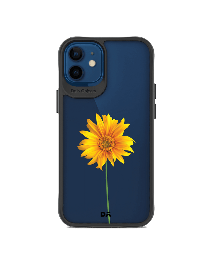 DailyObjects Clear Sunflower Black Hybrid Clear Case Cover For iPhone 12