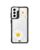 DailyObjects Clear Three White Daisies Black Hybrid Clear Case Cover For Samsung Galaxy S21 Plus