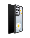 DailyObjects Clear Three White Daisies Black Hybrid Clear Case Cover For Samsung Galaxy S21 Ultra