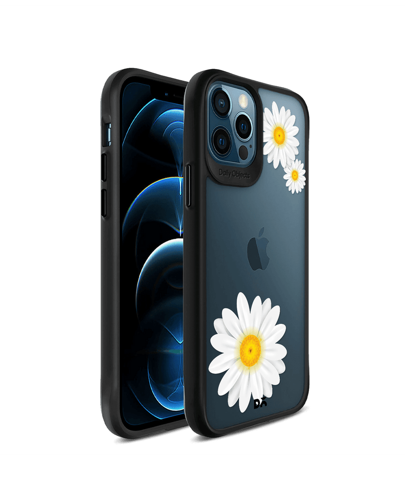 DailyObjects Clear Three White Daisies Black Hybrid Clear Case Cover For iPhone 12 Pro Max