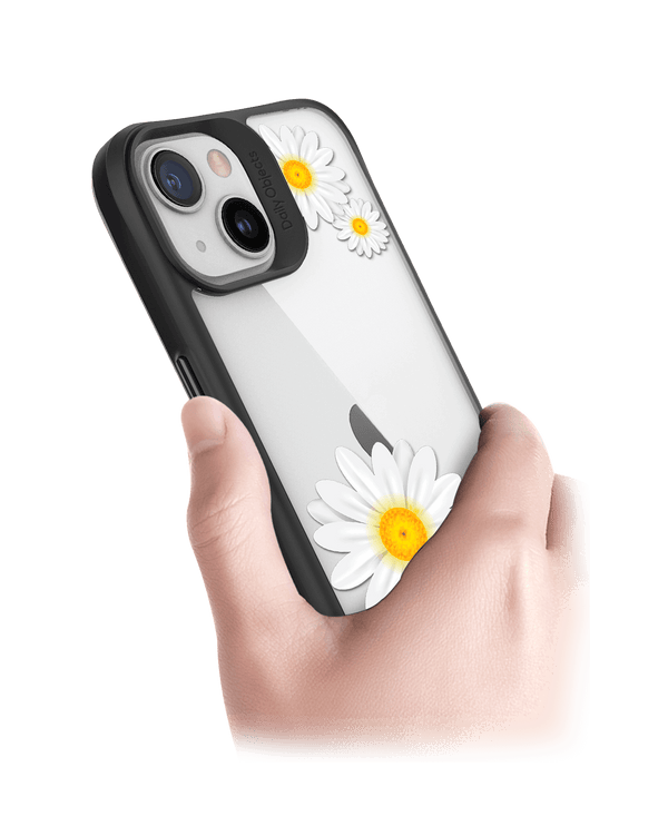 DailyObjects Clear Three White Daisies Black Hybrid Clear Case Cover For iPhone 13 Mini