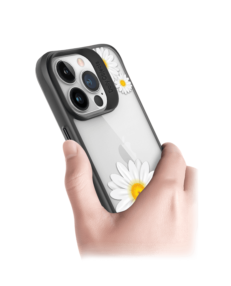 DailyObjects Clear Three White Daisies Black Hybrid Clear Phone Case Cover For iPhone 14 Pro Max