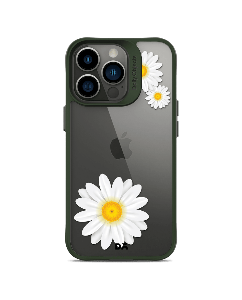 DailyObjects Clear Three White Daisies Green Hybrid Clear Case Cover For iPhone 13 Pro Max