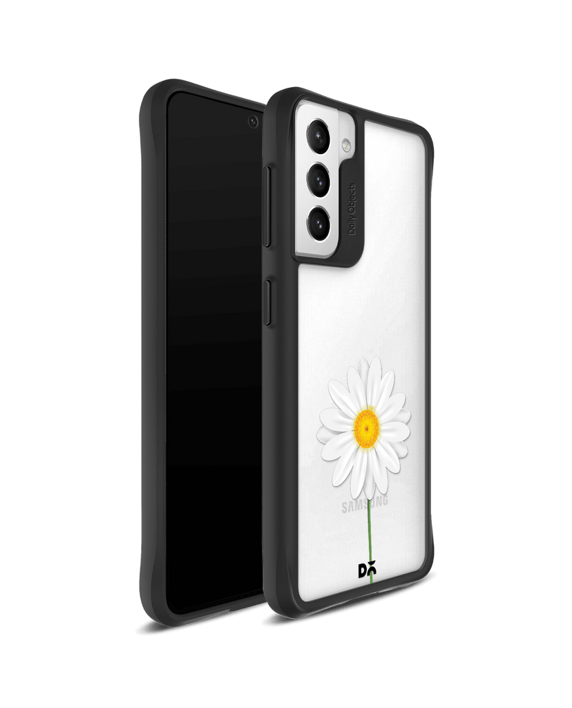 DailyObjects Clear White Daisy Black Hybrid Clear Case Cover For Samsung Galaxy S21