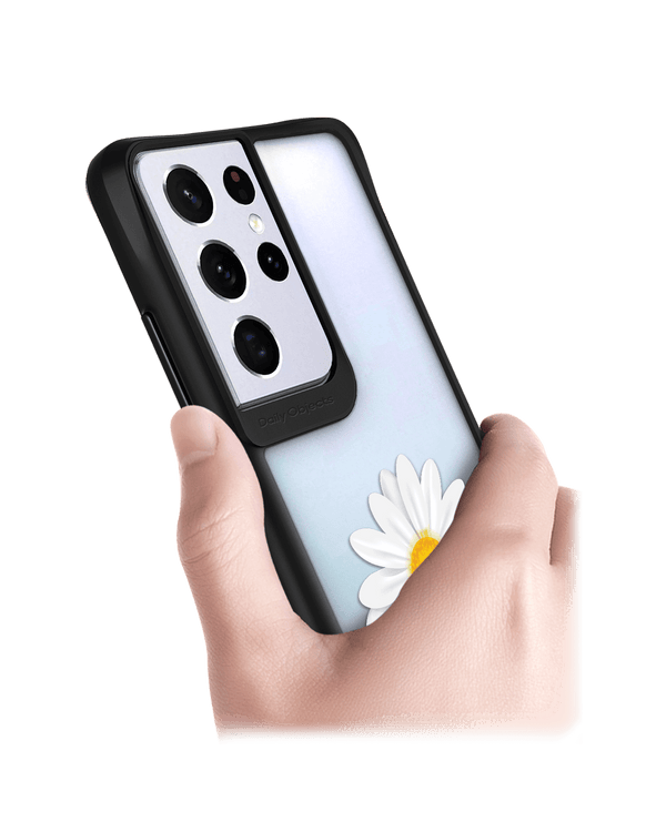 DailyObjects Clear White Daisy Black Hybrid Clear Case Cover For Samsung Galaxy S21 Ultra