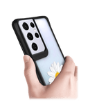 DailyObjects Clear White Daisy Black Hybrid Clear Case Cover For Samsung Galaxy S21 Ultra