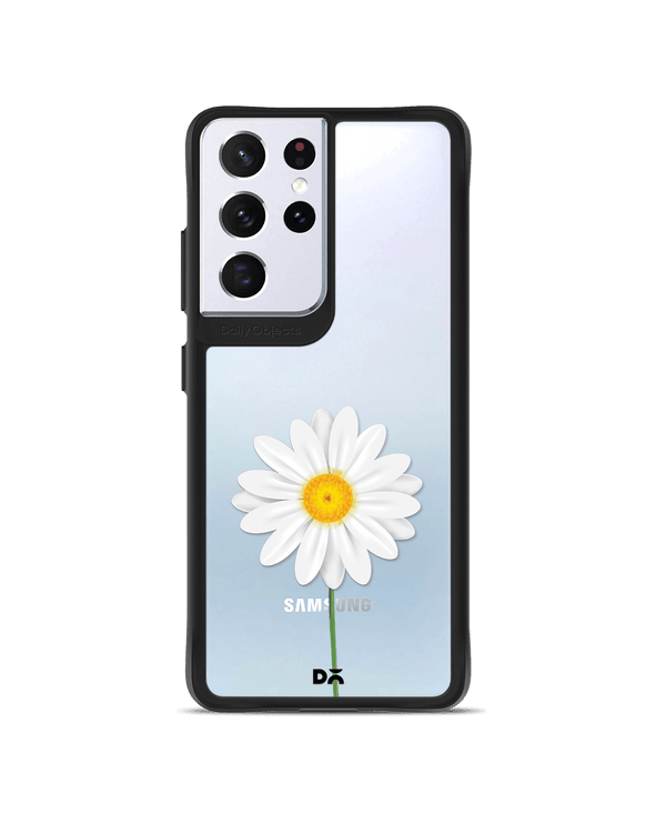 DailyObjects Clear White Daisy Black Hybrid Clear Case Cover For Samsung Galaxy S21 Ultra