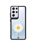 DailyObjects Clear White Daisy Black Hybrid Clear Case Cover For Samsung Galaxy S21 Ultra
