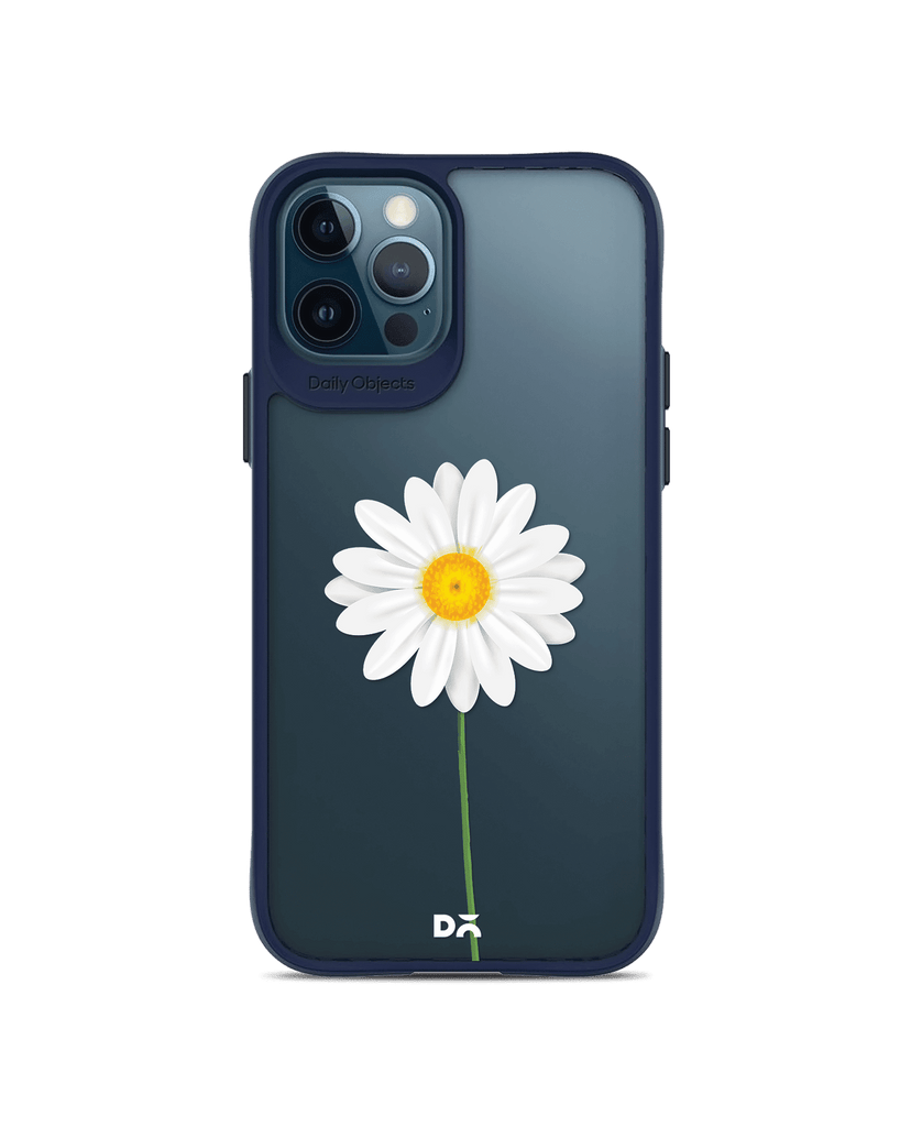 DailyObjects Clear White Daisy Blue Hybrid Clear Case Cover For iPhone 12 Pro