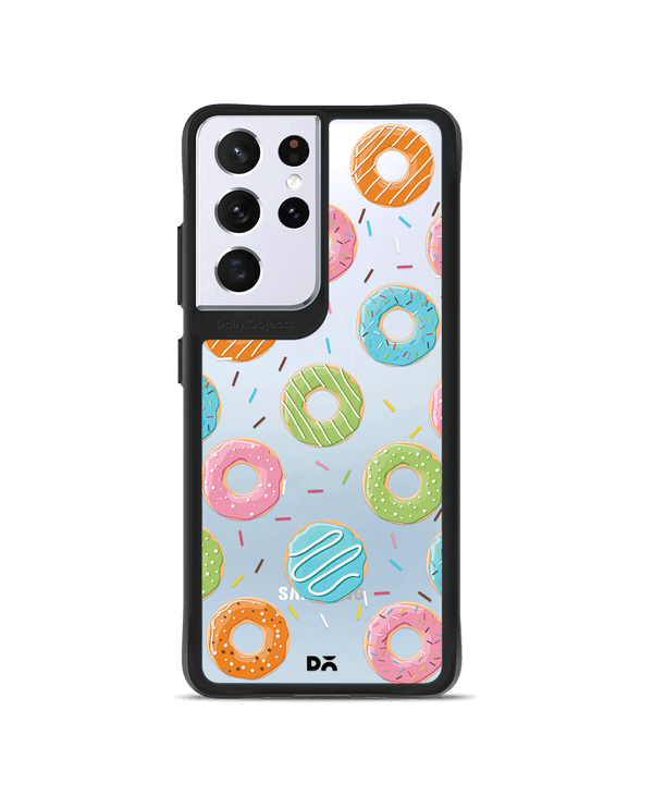 DailyObjects Doughnut Icon Black Hybrid Clear Case Cover For Samsung Galaxy S21 Ultra