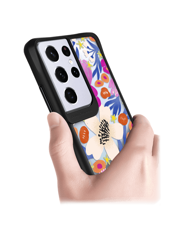 DailyObjects Dusty Balloonflower Black Hybrid Clear Case Cover For Samsung Galaxy S21 Ultra