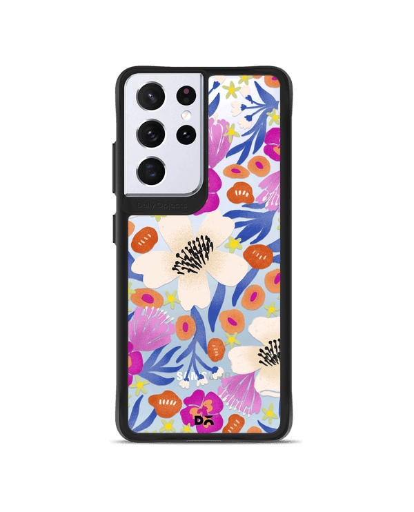DailyObjects Dusty Balloonflower Black Hybrid Clear Case Cover For Samsung Galaxy S21 Ultra