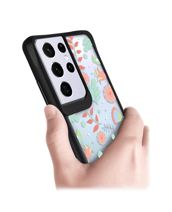 DailyObjects Ferns And Petals Black Hybrid Clear Case Cover For Samsung Galaxy S21 Ultra