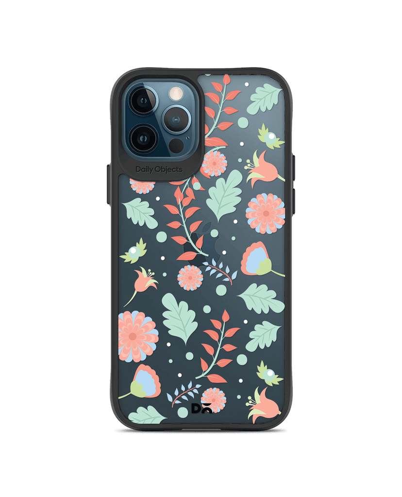 DailyObjects Ferns And Petals Black Hybrid Clear Case Cover For iPhone 12 Pro Max
