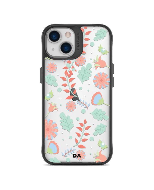 DailyObjects Ferns And Petals Black Hybrid Clear Case Cover For iPhone 13 Mini