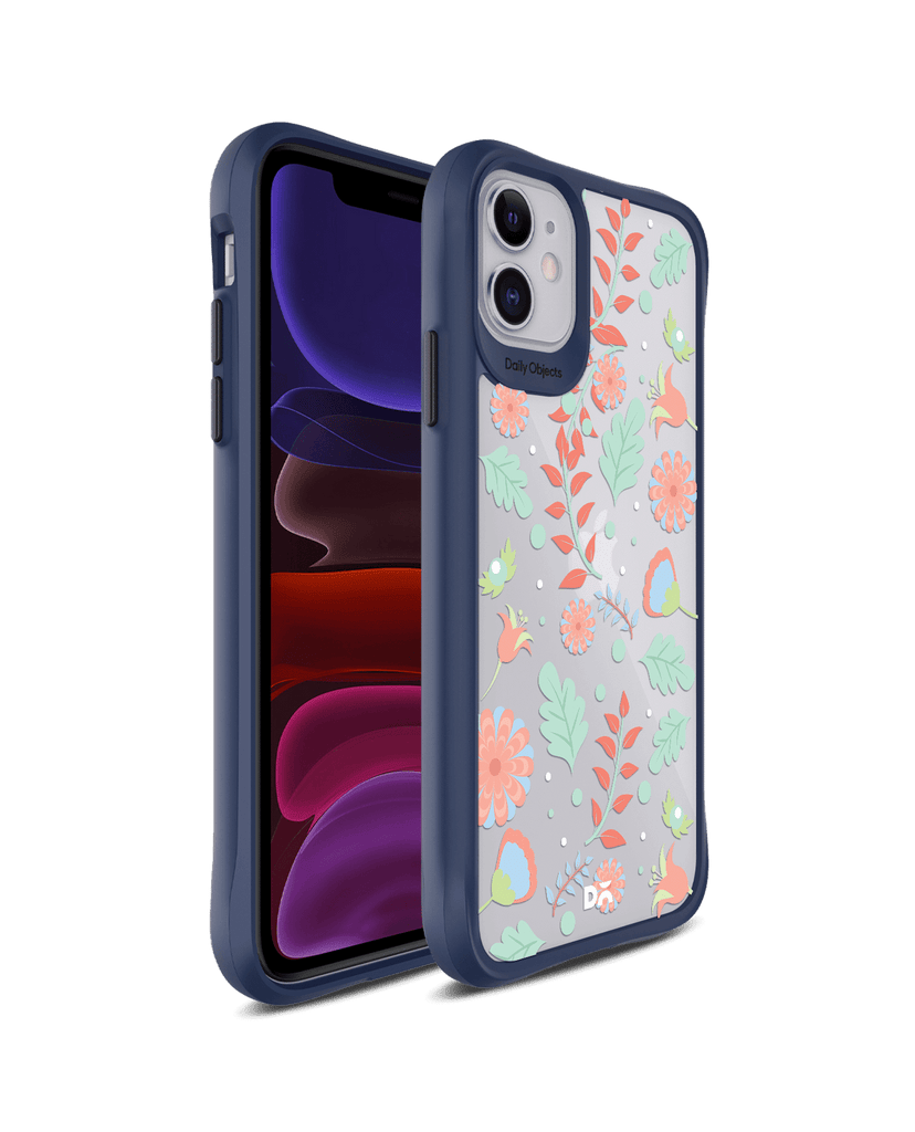DailyObjects Ferns And Petals Blue Hybrid Clear Case Cover For iPhone 11