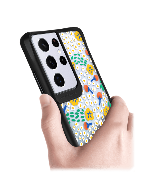 DailyObjects Festive Flora Black Hybrid Clear Case Cover For Samsung Galaxy S21 Ultra