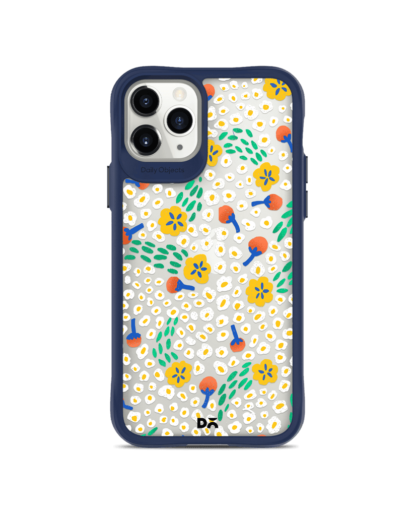 DailyObjects Festive Flora Blue Hybrid Clear Case Cover For iPhone 11 Pro